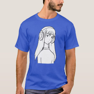 Camiseta Menina fones de ouvido mangá anime retrô