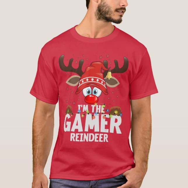 Camiseta Menina Gamer Rein de Natal Combinando (Frente)
