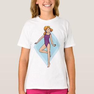 Camiseta Menina Ginasta em Leotardo Roxo