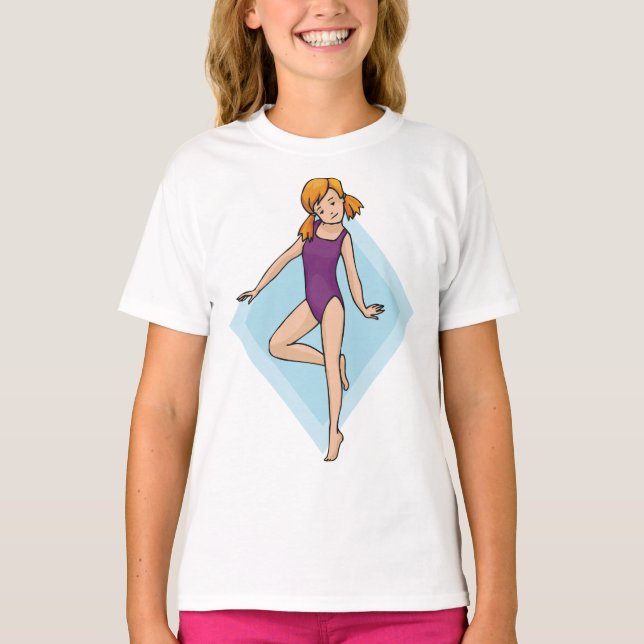 Camiseta Menina Ginasta em Leotardo Roxo (Frente)
