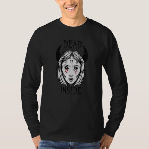 Camiseta Menina Gótica Escura Com Chifre do Diabo de Baphom