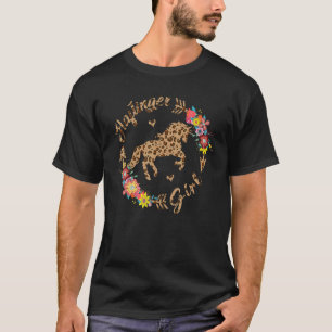 Camiseta menina haflinger fofa floral leopardo cavalo Hafli