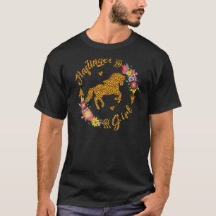 Camiseta menina haflinger fofa floral leopardo cavalo Hafli