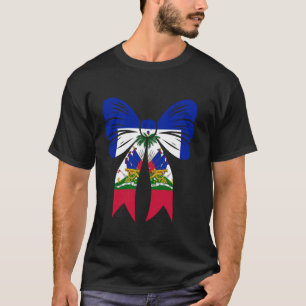 Camiseta Menina Haiti Coquete Laço Fita Orgulho Bandeira Ha