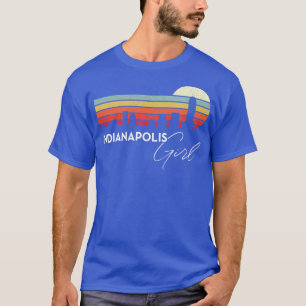 Camiseta Menina Indianápolis Retro Sunset City Skyline Souv