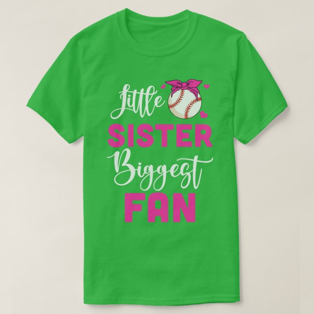Camiseta Menina Irmã Maior Fã Da Rapariga De Basebol (Frente do Design)