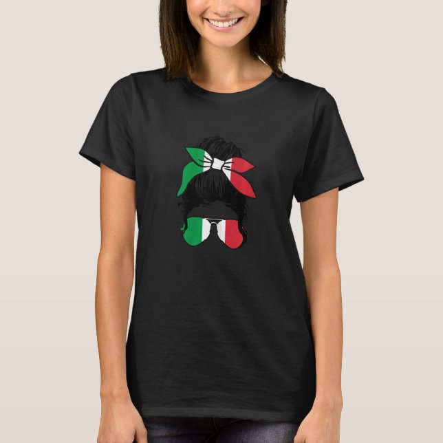 Camiseta Menina italiana Moça italiana Orgulho da Bandeira  (Frente)