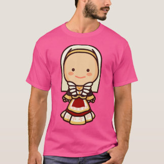 Camiseta Menina italiana sardo com vestimenta tradicional