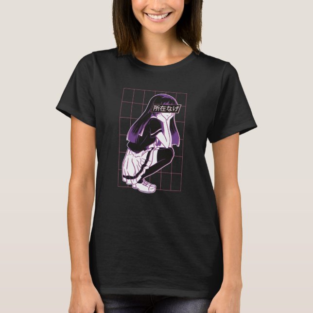 Camiseta Menina japonesa asiática fofa e adorável (Frente)