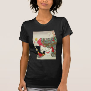 Camiseta Menina japonesa com gato, Tsukioka Yoshitoshi