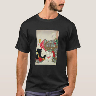 Camiseta Menina japonesa com gato, Tsukioka Yoshitoshi