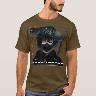 Camiseta Menina Japonesa Samurai Em Ciborg Aestéticos Negro
