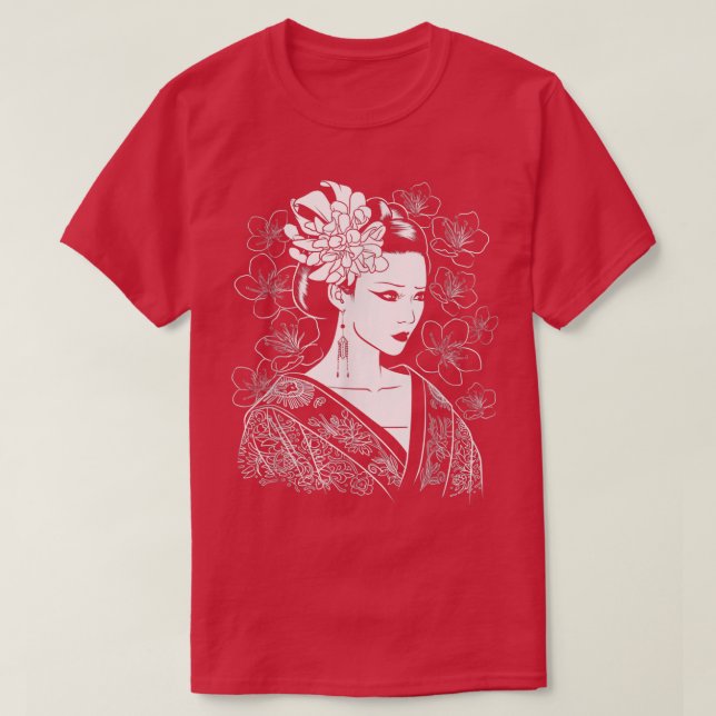Camiseta Menina japonesa Samurai Sinobi Combatendo Ninja Ma (Frente do Design)