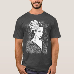 Camiseta Menina japonesa Samurai Sinobi Combatendo Ninja Ma