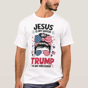 Camiseta Menina Jesus Meu Salvador Trump Presidente Cristã 