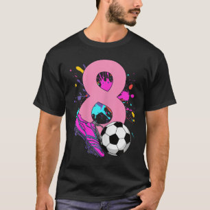 Camiseta Menina Jogadora de Futebol de 8 Anos Fazendo 8 Ano