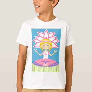 Camiseta Menina legal da ioga dos desenhos animados