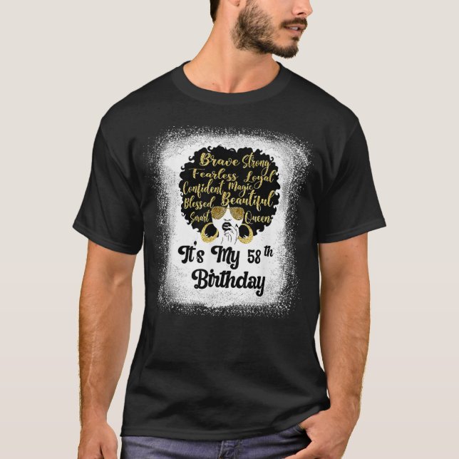 Camiseta Menina Leopardo Melanina De 58 Anos É Meu Aniversá (Frente)