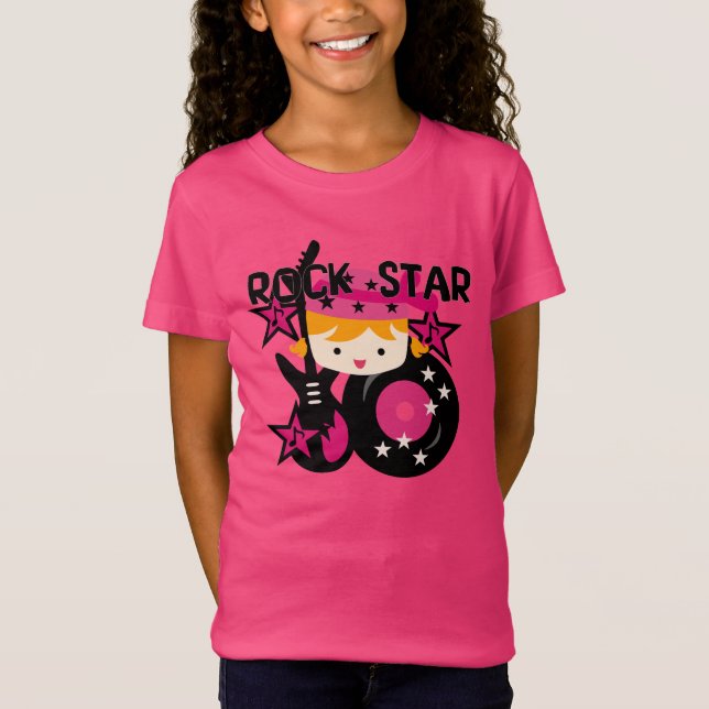 Camiseta Menina loura da estrela do rock (Frente)