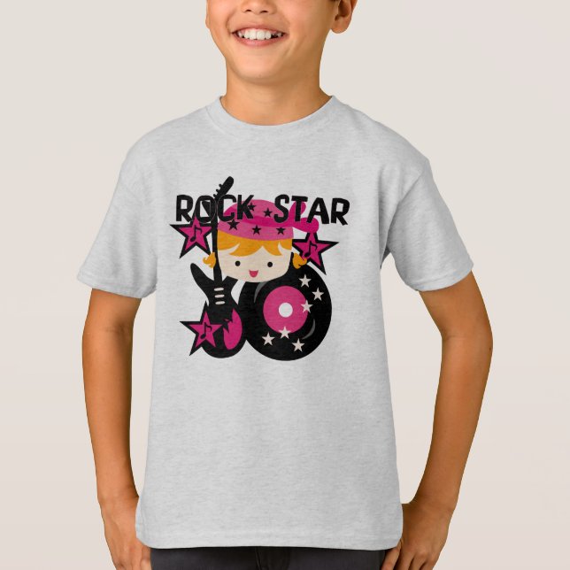 Camiseta Menina loura da estrela do rock (Frente)