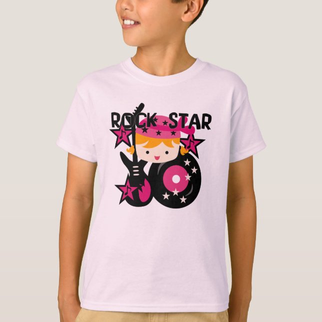 Camiseta Menina loura da estrela do rock (Frente)