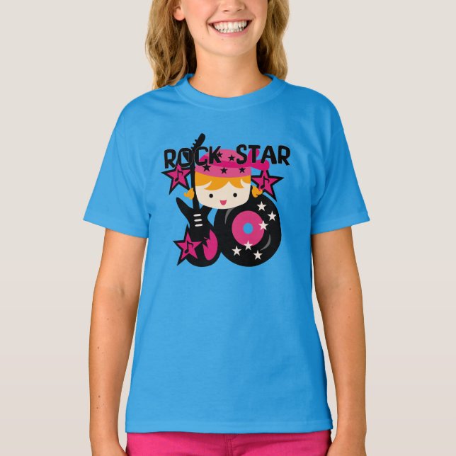 Camiseta Menina loura da estrela do rock (Frente)