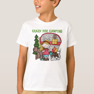 Camiseta Menina loura louca para acampar