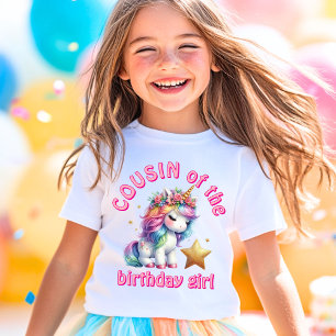 Camiseta Menina mágica unicórnio brilhante aniversário prim