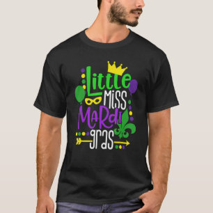 Camiseta Menina Mardi Gras Máscara Miçanga Mardi Gras Girl