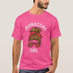 Camiseta Menina Marroquina Coque Desgrenhado Bandeira de Ma