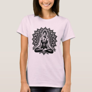 Camiseta Menina Meditando Pose de Yoga Espiritualidade Bem-