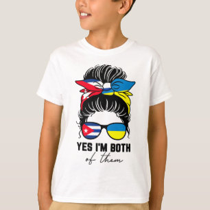 Camiseta Menina meio cun metade ucraniana Cu bandeira da Uc
