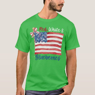 Camiseta Menina Menino Vermelho Branco e Mirtilos