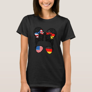 Camiseta Menina Metade Americana Metade Alemã Bandeira EUA