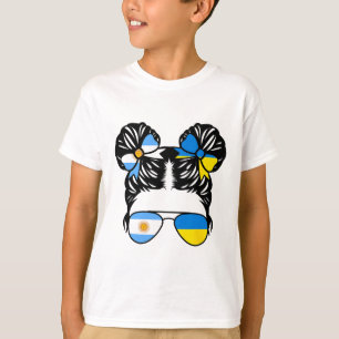 Camiseta Menina Metade Argentina Metade Ucraniana Argentina