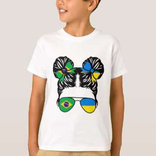 Camiseta Menina Metade Brasileira Metade Ucraniana Brasil C