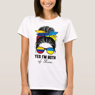 Camiseta Menina Metade Colombiana Metade Ucraniana Colômbia