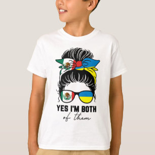 Camiseta Menina Metade Mexicana Metade Ucraniana Bandeira M