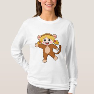 Camiseta Menina na fantasia como macaco
