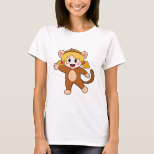 Camiseta Menina na fantasia como macaco