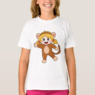 Camiseta Menina na fantasia como macaco