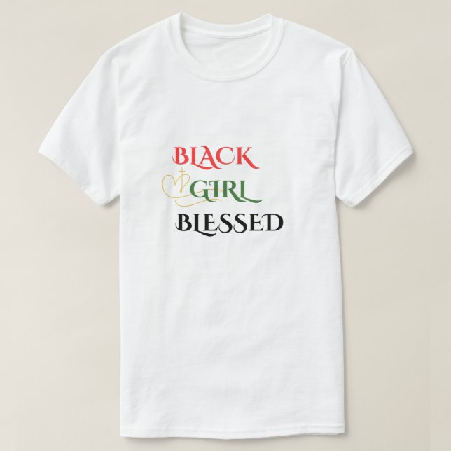Camiseta Menina Negra Abençoada (Frente do Design)