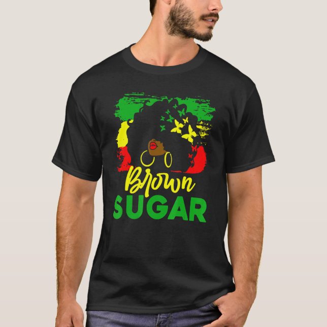 Camiseta Menina Negra-de-Açúcar Marrom Orgulho Africano His (Frente)