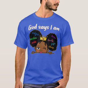 Camiseta Menina Negra Deus diz que sou Criança Negra Melani