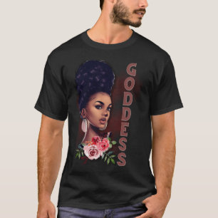 Camiseta Menina Negra Deusa Mágica Afro Rapariga Fé Deus St