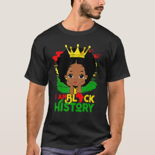 Camiseta Menina Negra Melanina I Am Black History Mês Kids_