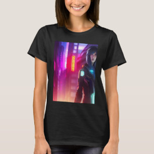 Camiseta Menina Neon Vibrant Rosa Vermelho Roxo Rosa Olha C