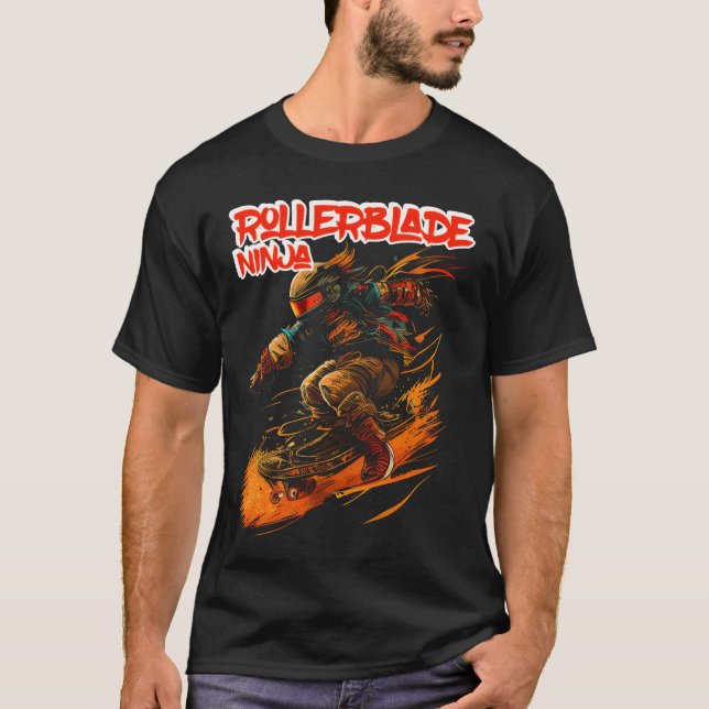 Camiseta menina ninja de patins em linha (Frente)