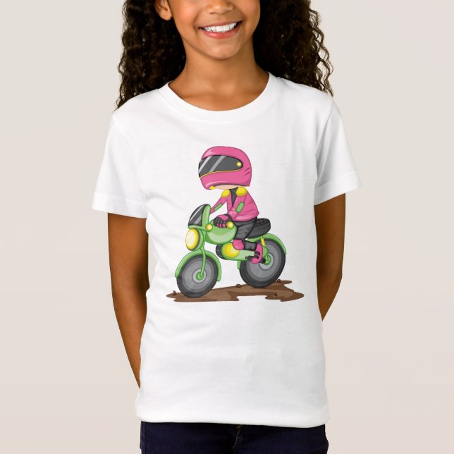 Camiseta Menina no rosa que monta um t-shirt das meninas da (Frente)