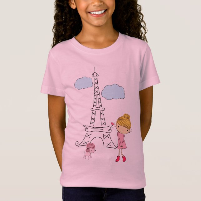 Camiseta Menina no t-shirt de Paris para uma menina (Frente)